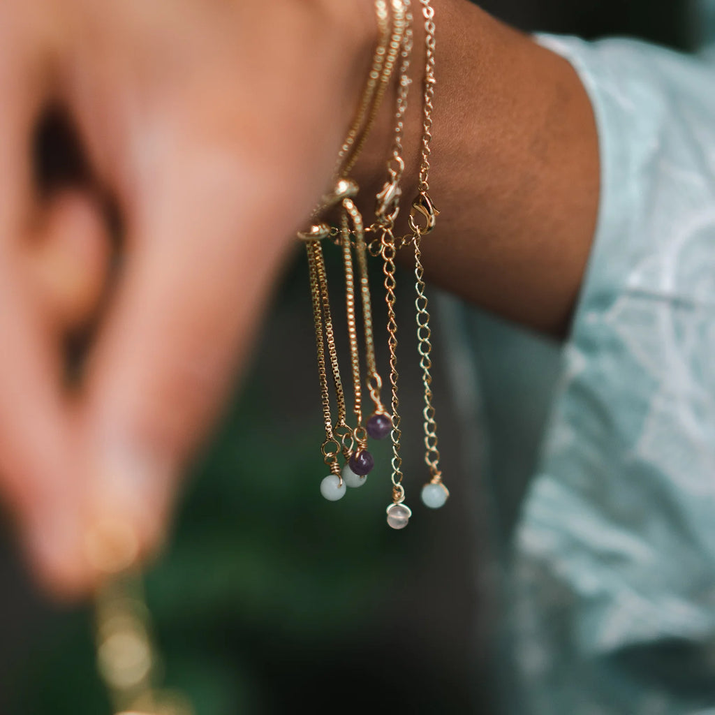 PEACE -African Jasper | Gold dainty gemstone bracelet