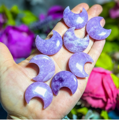 Cute Lepidolite Crystal Crescent Moons | Moon Crystals