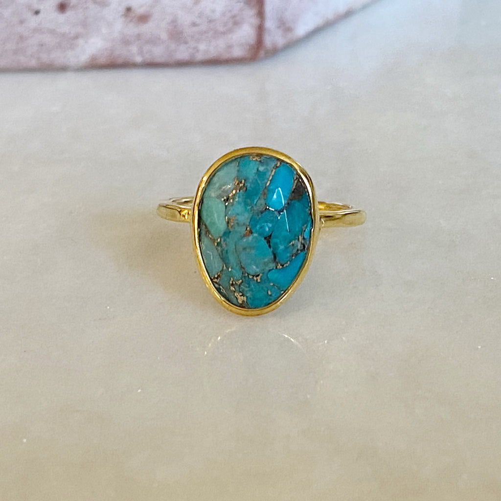 18kt Gold Vermeil Turquoise Ring | 18K Gold Vermeil ring | Gold Jewellery