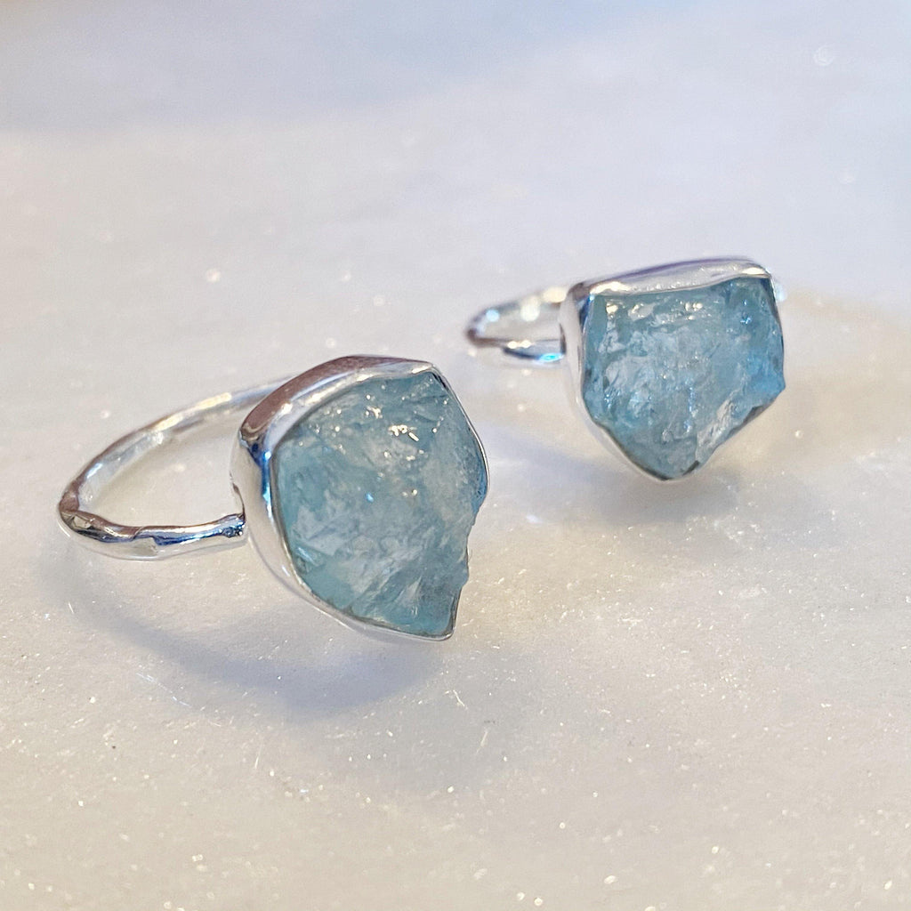 Raw Cut Aquamarine Ring - Earth and Elements Jewellery
