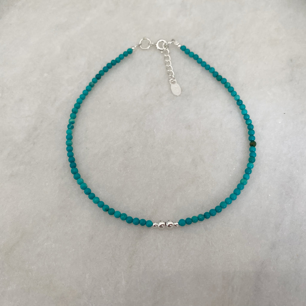 Turquoise Gemstone Anklet | Gemstone Beach Jewellery