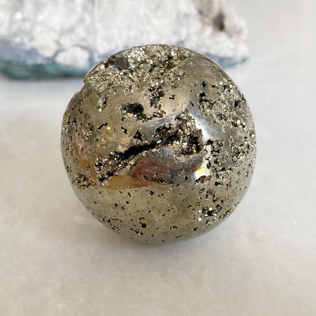 Pyrite Crystal Sphere | Large Crystal Ball | Earth and Elements