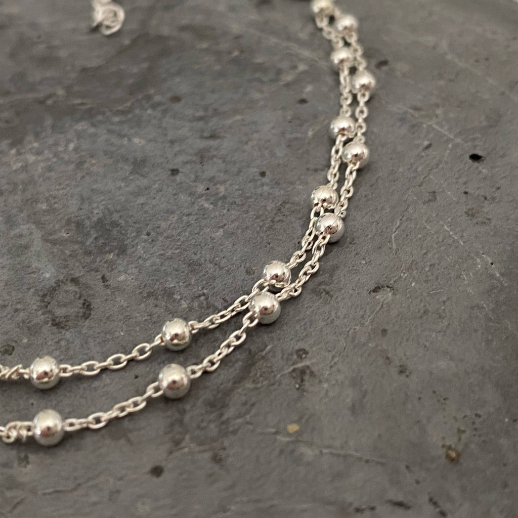 Layered Silver Ball Anklet | Summer Beach Jewellery