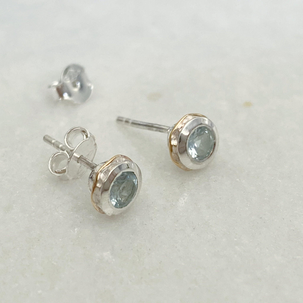 Blue Topaz Silver Stud Earrings - Earth and Elements Jewellery