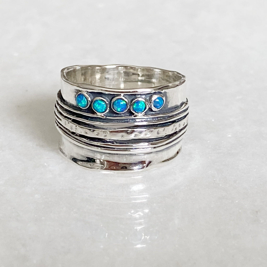 Astral Blue Opal Silver Ring -NEW - Earth and Elements Jewellery