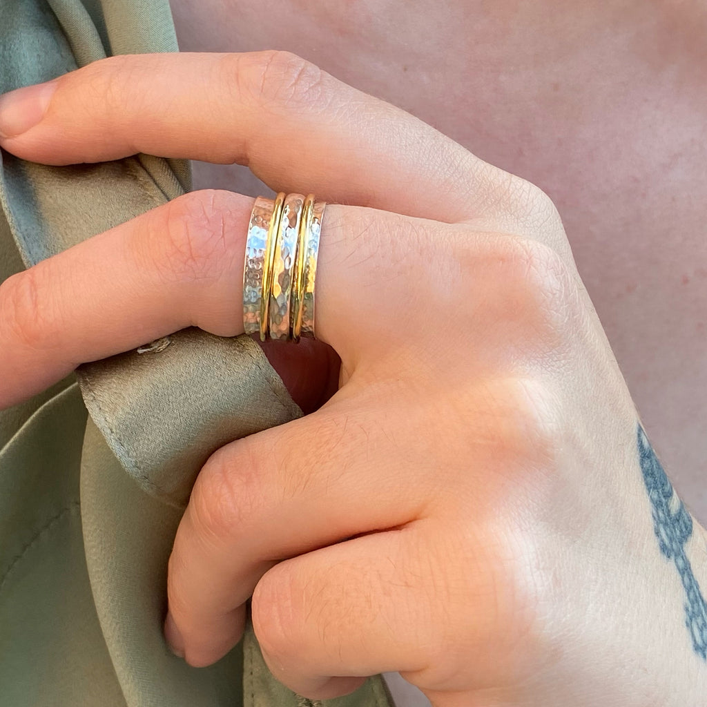 Lexi Hammered Silver Spinner Ring | Spinner Rings UK
