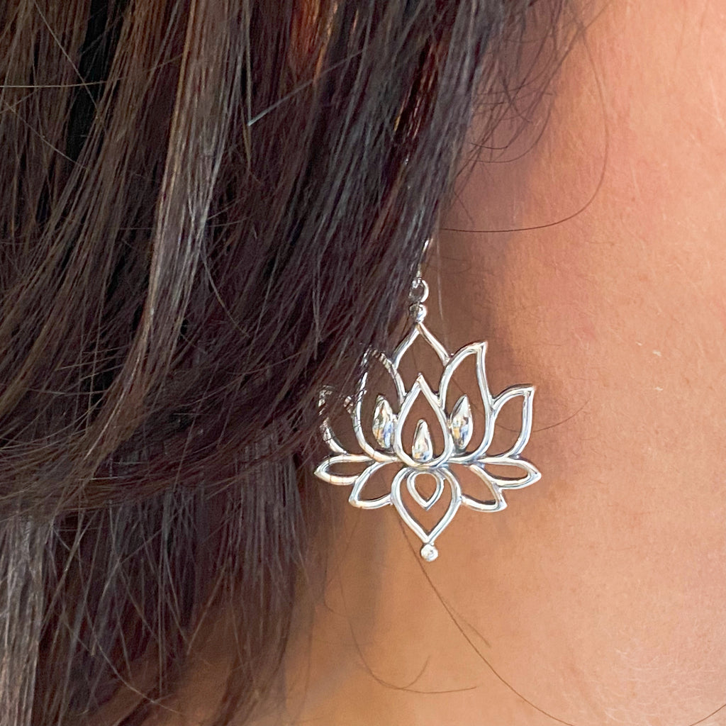 Lotus Flower Earrings | Sterling Silver Spiritual Earrings