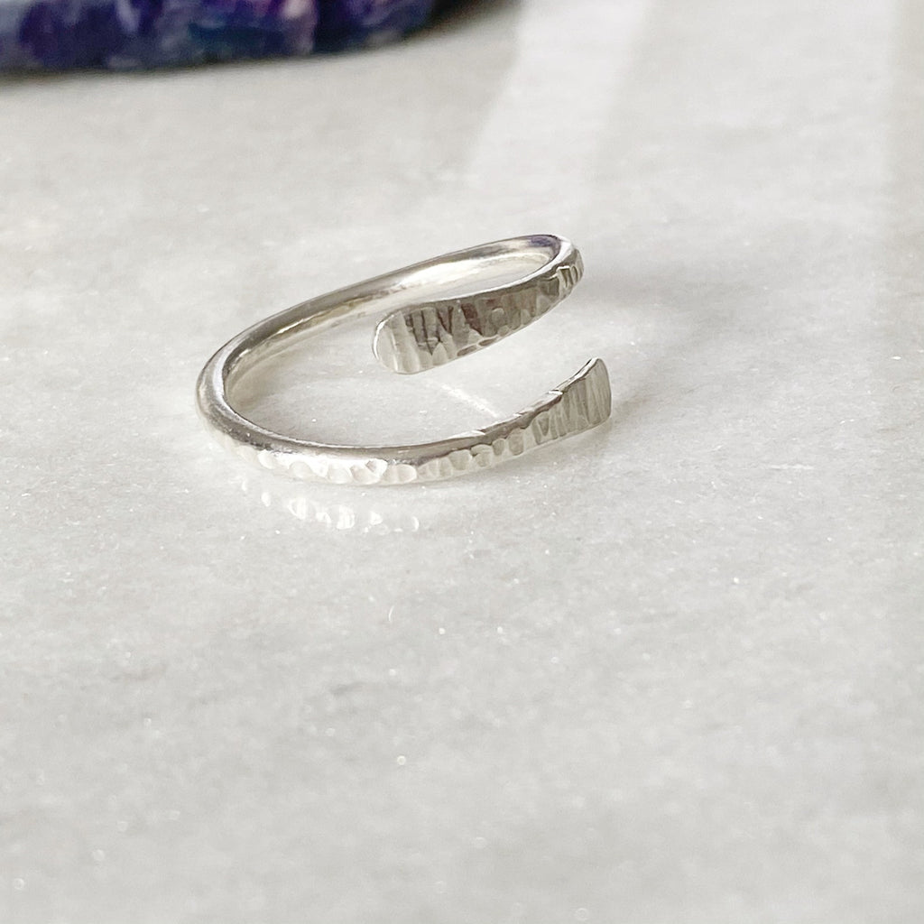 Open Crossover Sterling Silver Thumb Ring -Textured Design
