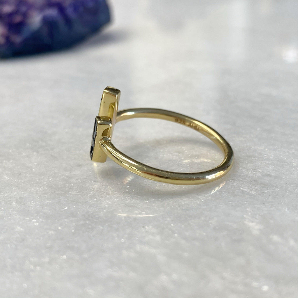 Gold Diamond Chip Ring