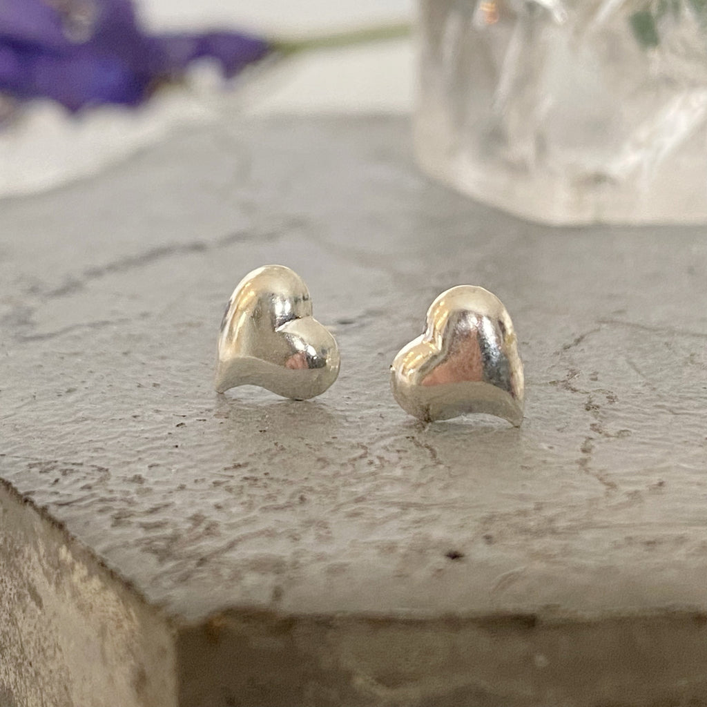Cute Love Heart Earrings | Silver Heart Stud Earrings