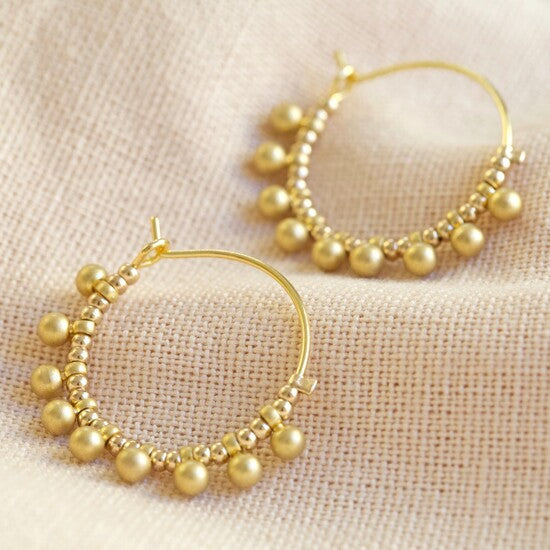 Gold Beaded Ball Hoops | Bohemian Gold and Silver Jewellery