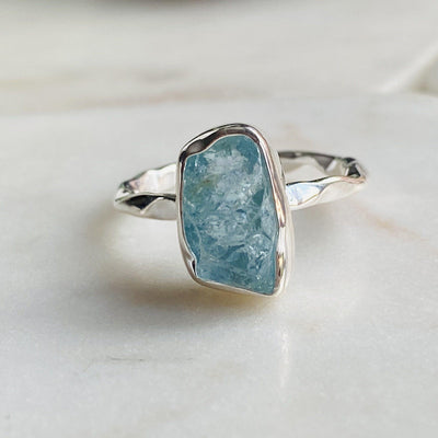 Raw Cut Aquamarine Ring