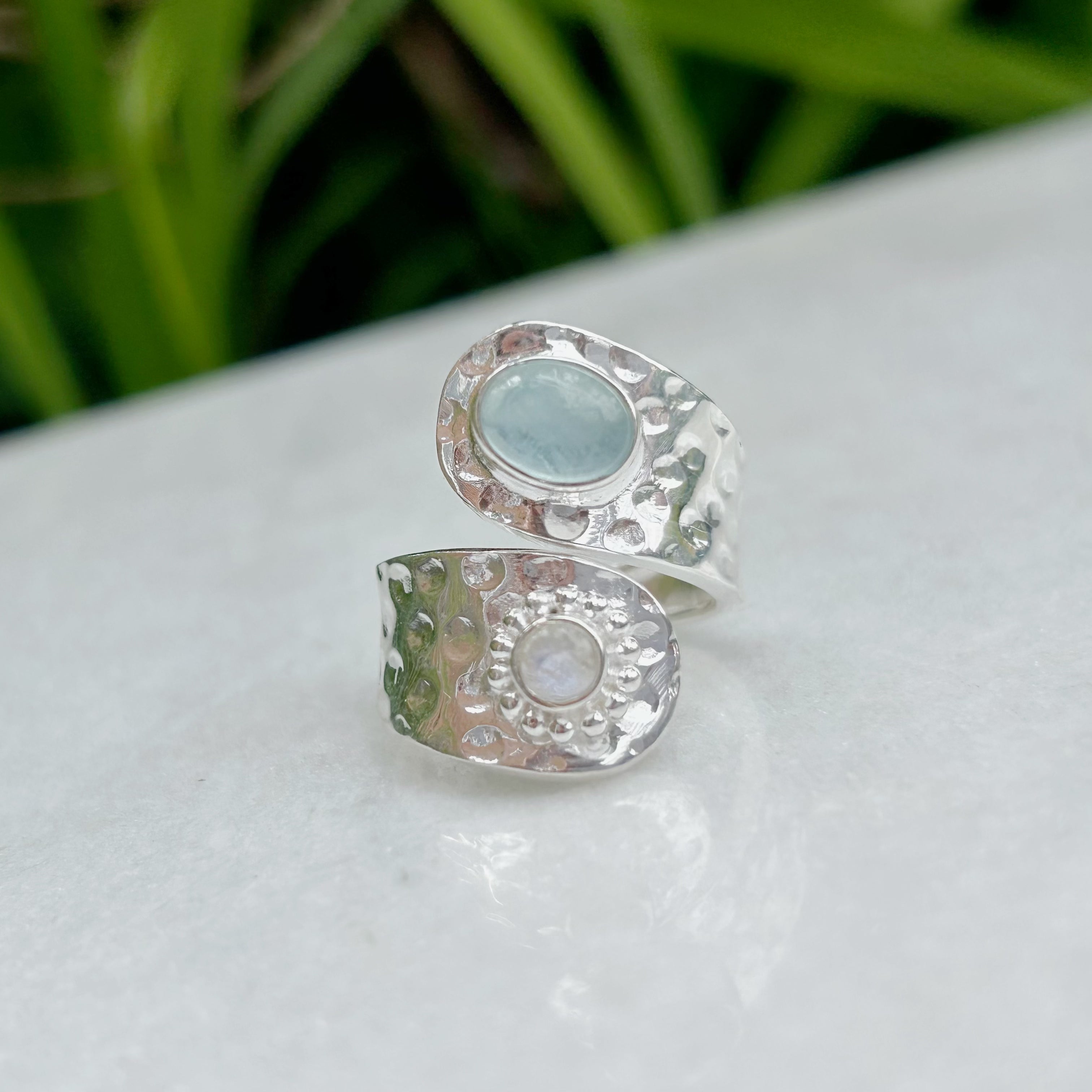 Anello 925 In Pietra Di Luna Naturale In Argento Sterling Per Le Donne Con Tripl