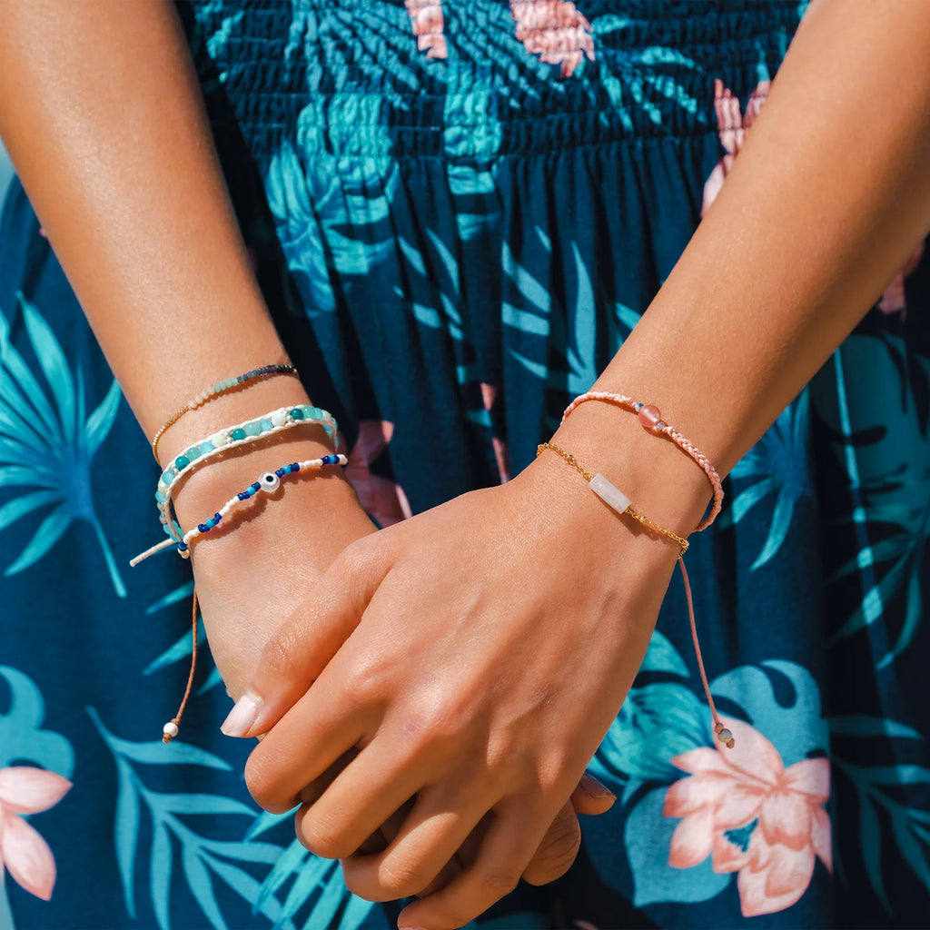 LOVE -Rose Quartz Bracelet | Gold dainty gemstone bracelet