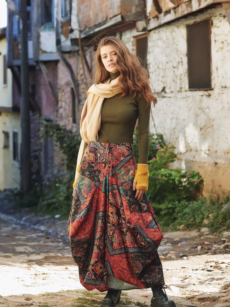 Lila - Asymmetrical Hareem Skirt | Gypsy Print skirt