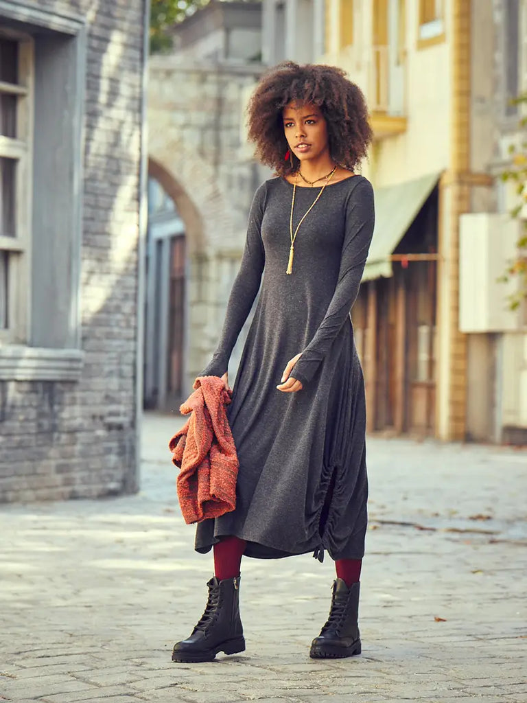Iris Charcoal Maxi Dress | Bohemian Clothing and accessories 