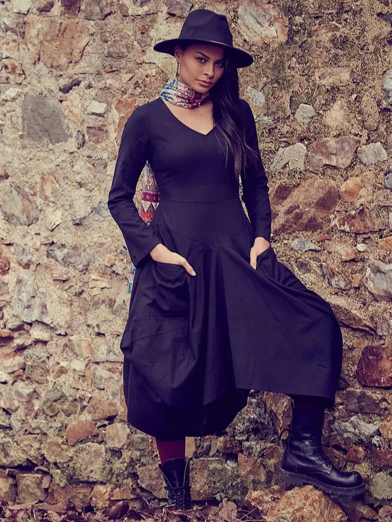 Dixie Black Midi Dress | Bohemian Style Clothing and Accessories 