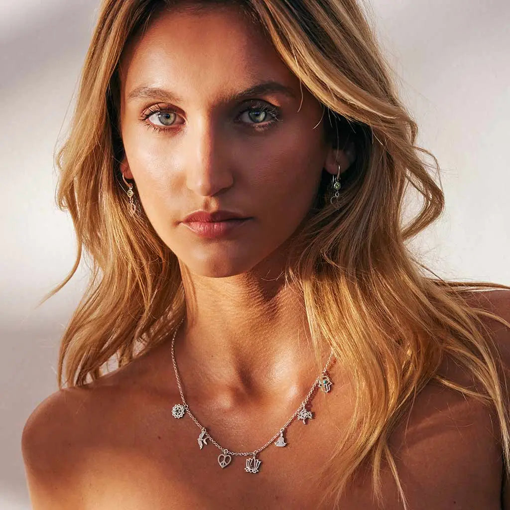 Silver gemstone necklace deals