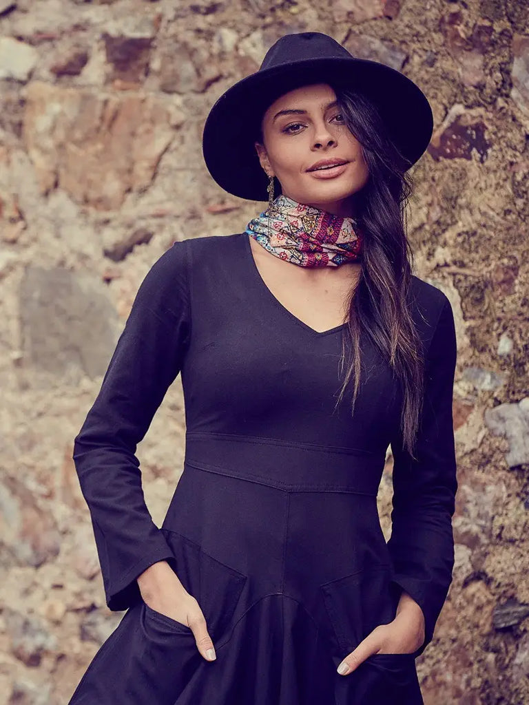 Dixie Black Midi Dress | Bohemian Style Clothing and Accessories 