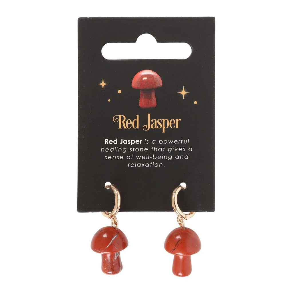 Gemstone Mushroom Earrings - Red Jasper