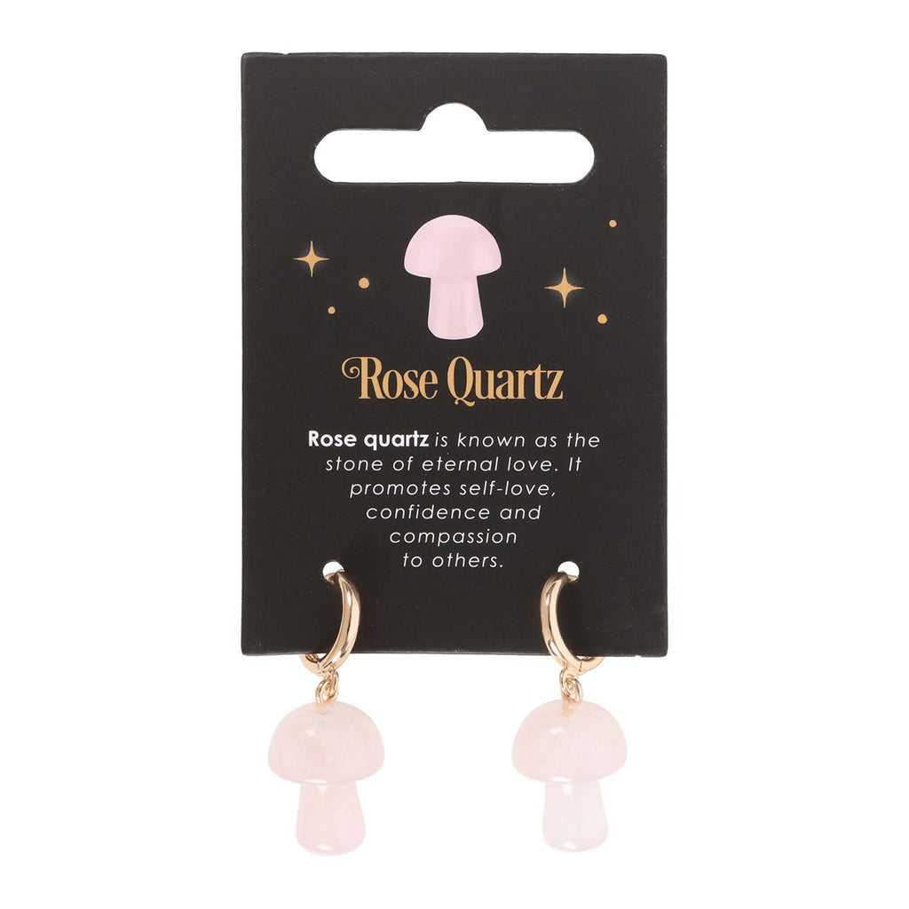 Gemstone Mushroom Earrings - Rose Quartz