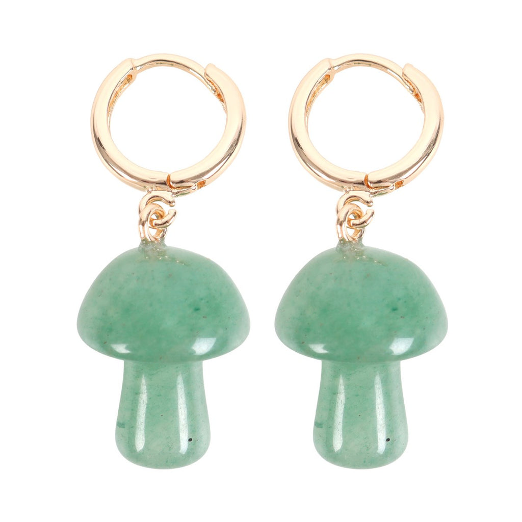 Gemstone Mushroom Earrings - Aventurine