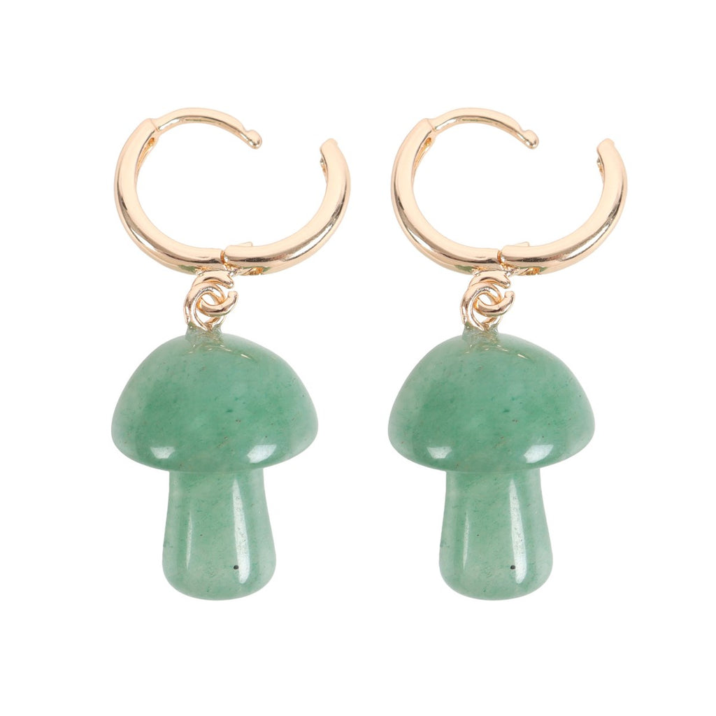 Gemstone Mushroom Earrings - Aventurine