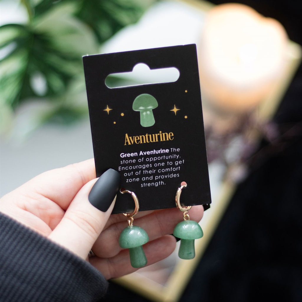 Gemstone Mushroom Earrings - Aventurine