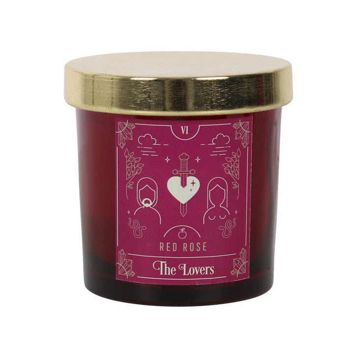 THE LOVERS RED ROSE TAROT CANDLETHE LOVERS RED ROSE TAROT CANDLE
