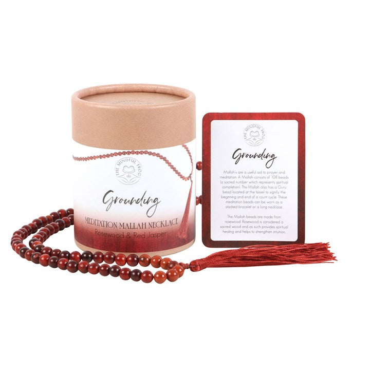 GROUNDING ROSEWOOD & RED JASPER MALLAH NECKLACE