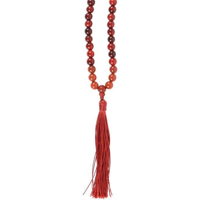 GROUNDING ROSEWOOD & RED JASPER MALLAH NECKLACE