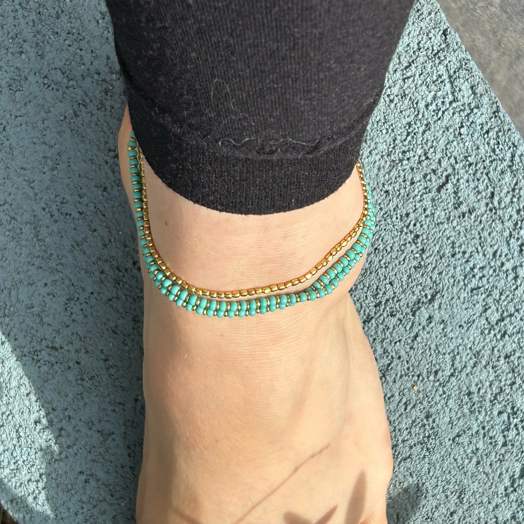 Turquoise beaded Anklet -Summer accessories - Ankle jewellery
