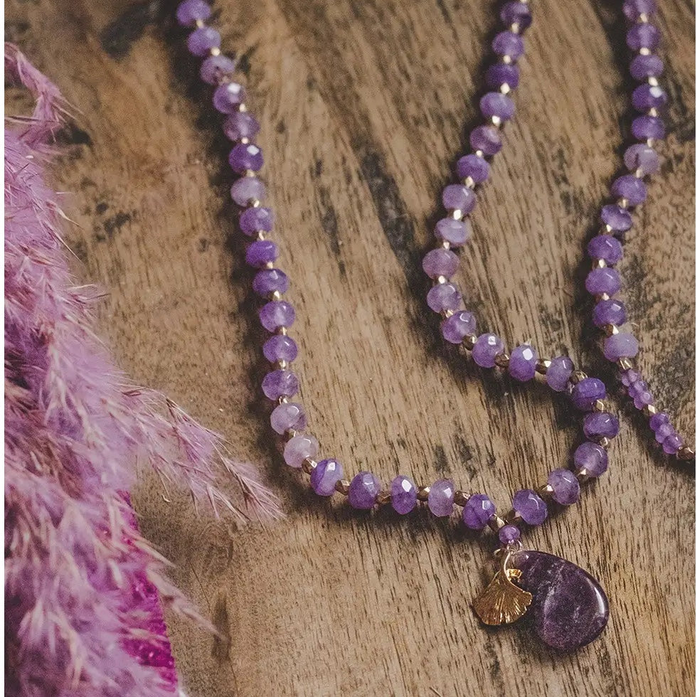 Ginko Amethyst Gemstone Necklace | Crystal Necklaces