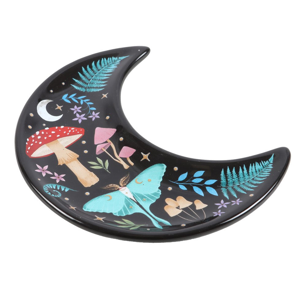 CRESCENT MOON DARK FOREST PRINT TRINKET DISH