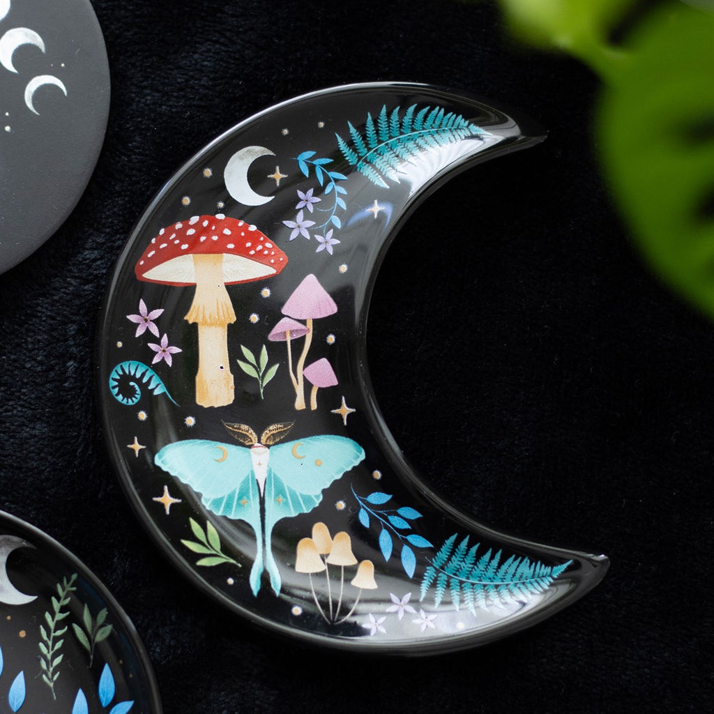 CRESCENT MOON DARK FOREST PRINT TRINKET DISH