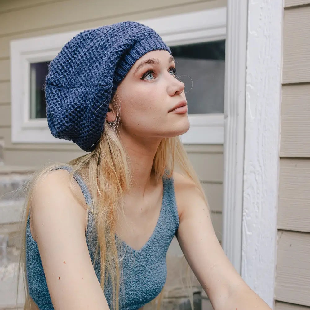 Waffle Knit Slouchy Beanie