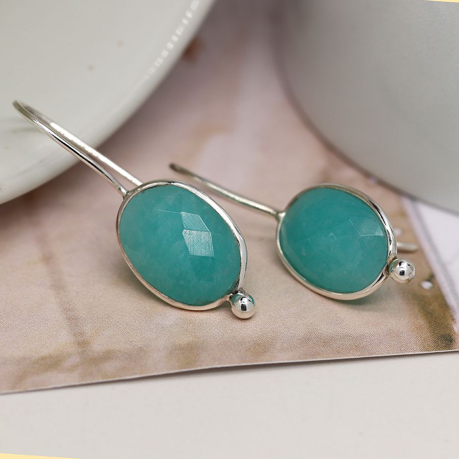 Amazonite Drop Earrings -Sterling Silver | Gemstone Jewellery
