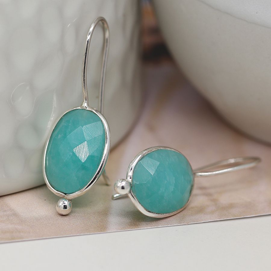 Amazonite Drop Earrings -Sterling Silver | Gemstone Jewellery