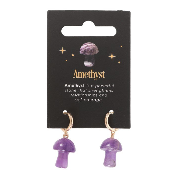 Gemstone Mushroom Earrings - Amethyst