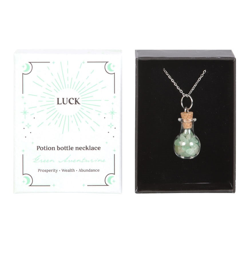 Luck Potion Little Vial Necklace Luck Green Aventurine Crystal Chip