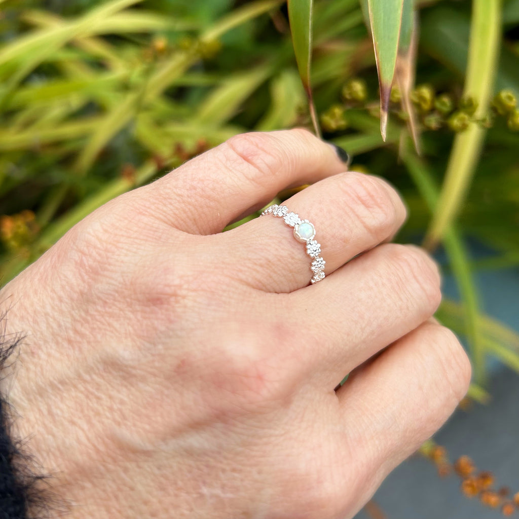 Flower Opal Ring - handmade gemstone jewellery