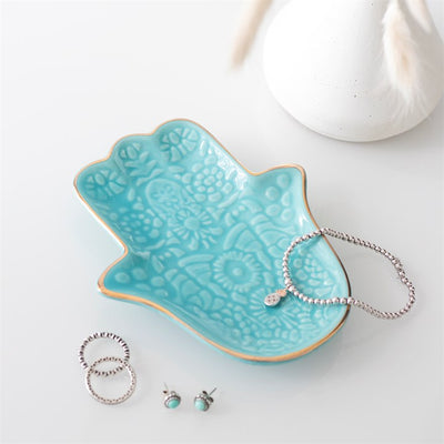 TURQUOISE HAMSA HAND JEWELLERY DISH