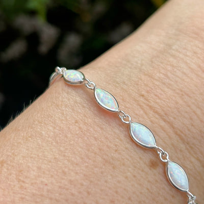 Jaci - White Opal Sparkle Bracelet | Silver Opal Bracelets