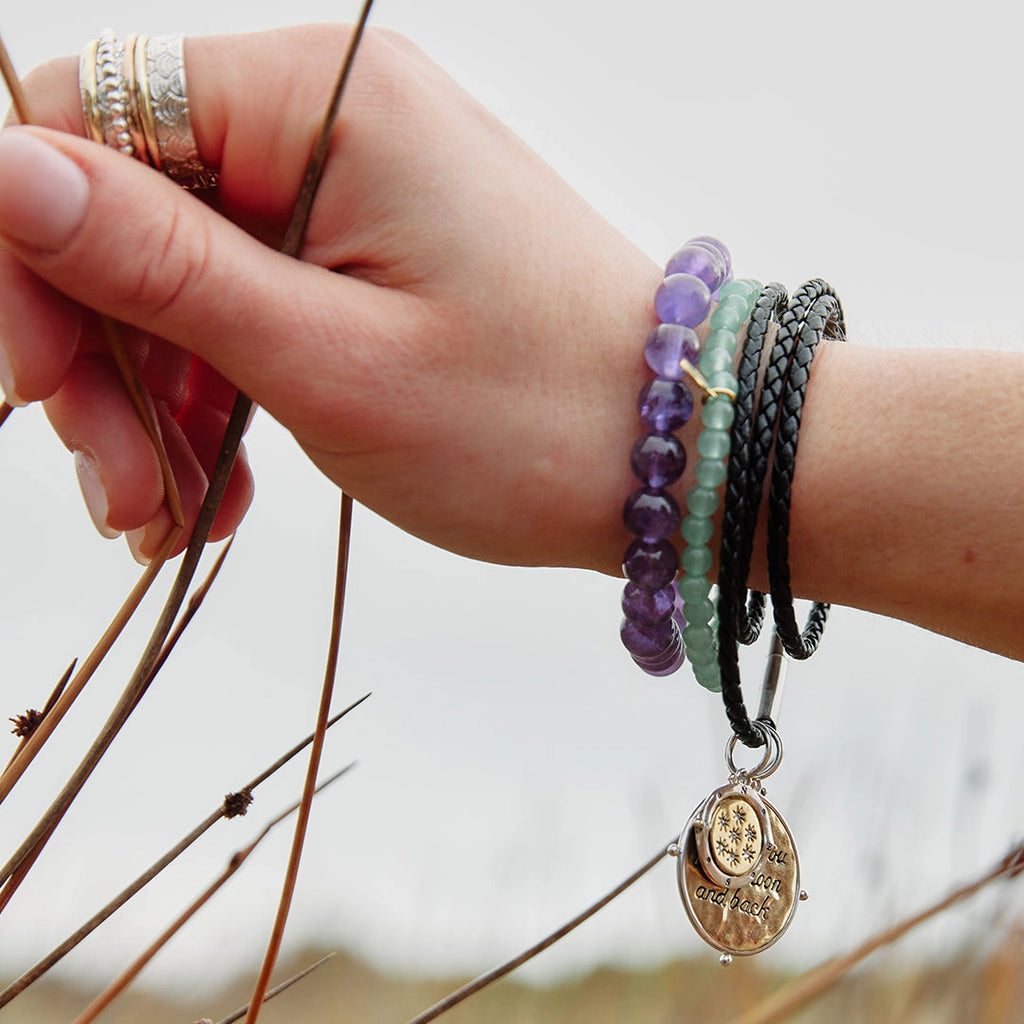 Fine Leather Plaited Wrap Bracelet | Charm bracelet boho jewellery