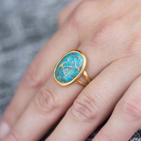 14k Gold Vermeil Statement Turquoise Ring - Main Image