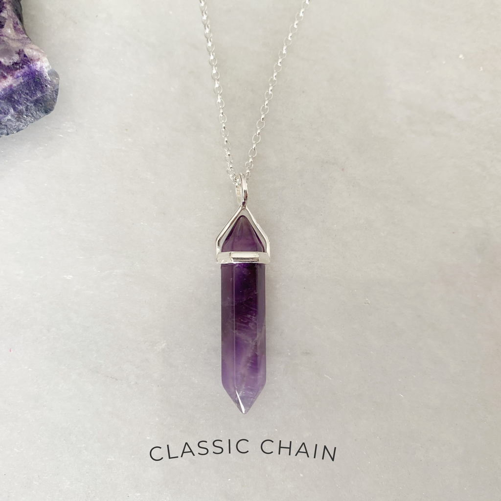 Peace Healing Crystal Necklace Amethyst | Crystal Point Pendant