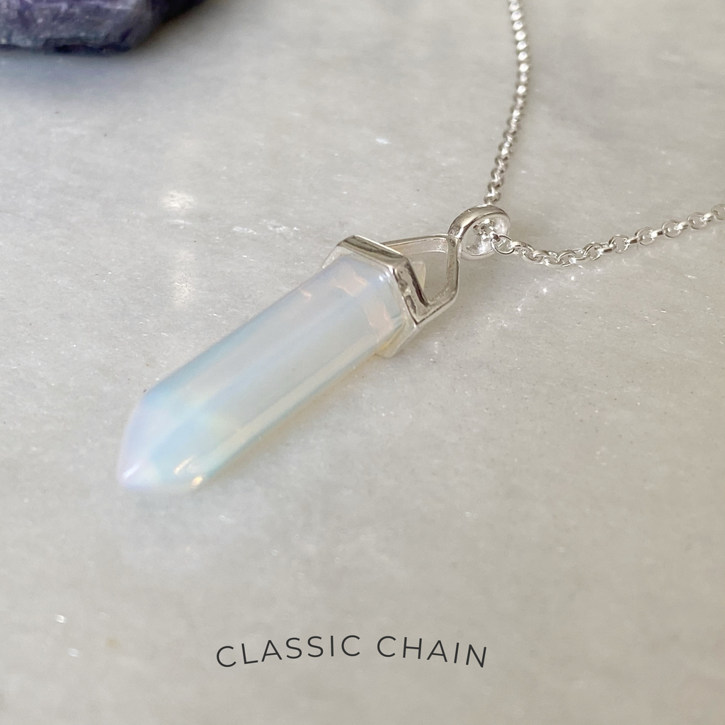Strength Healing Crystal Necklace - Opalite -Crystal Point Necklaces