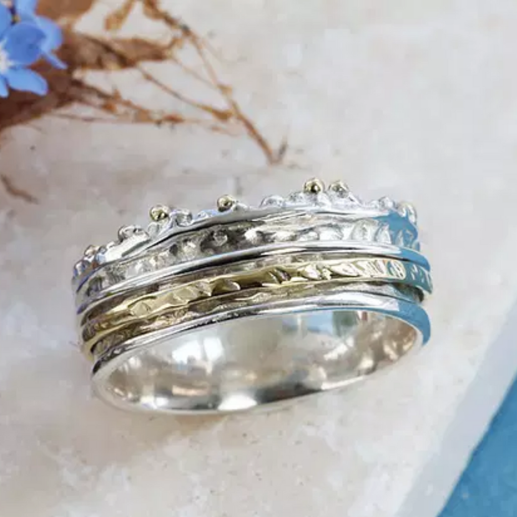 Golden Grain Spinner Ring UK | Mixed Metal Spinner Rings