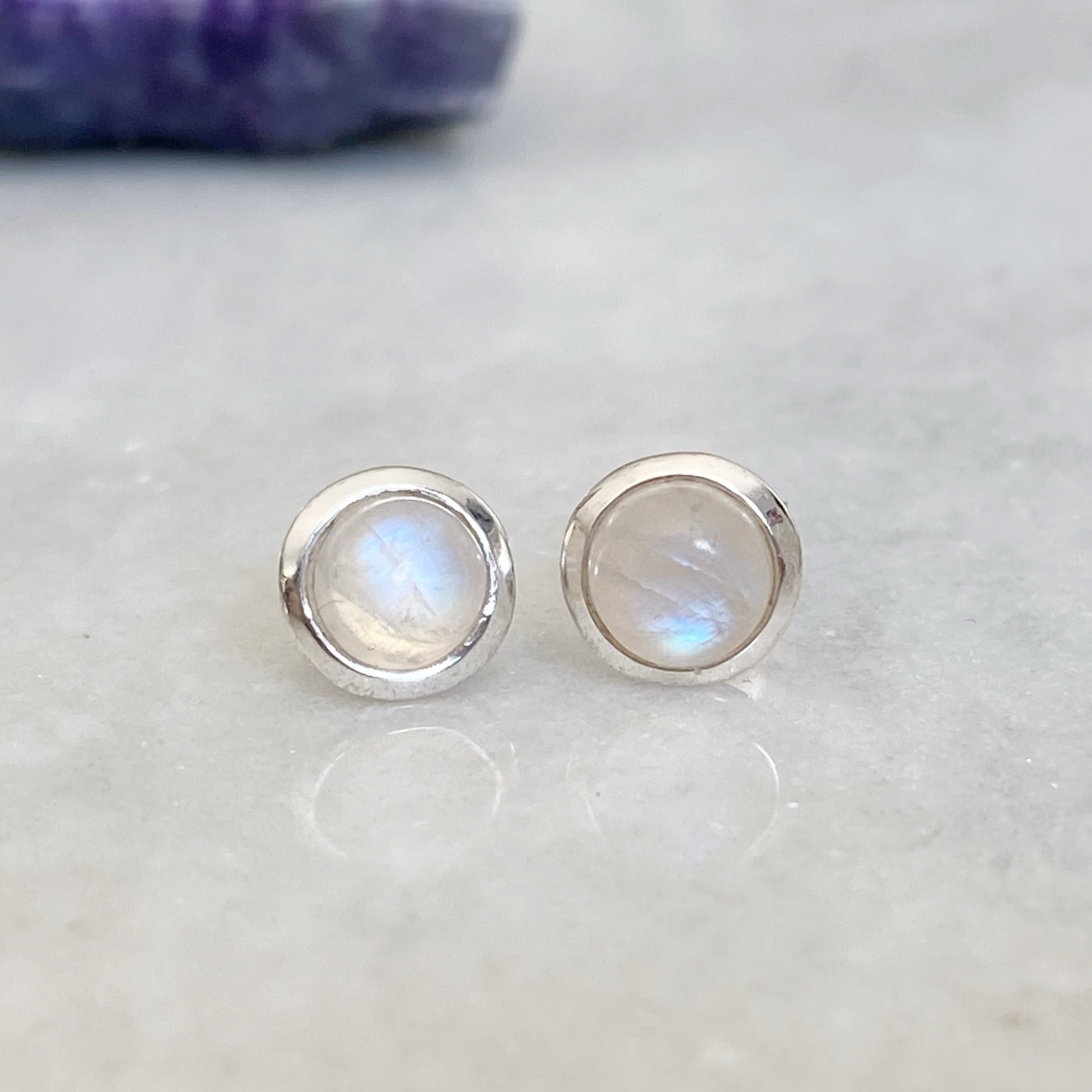 Silver sales moonstone earrings