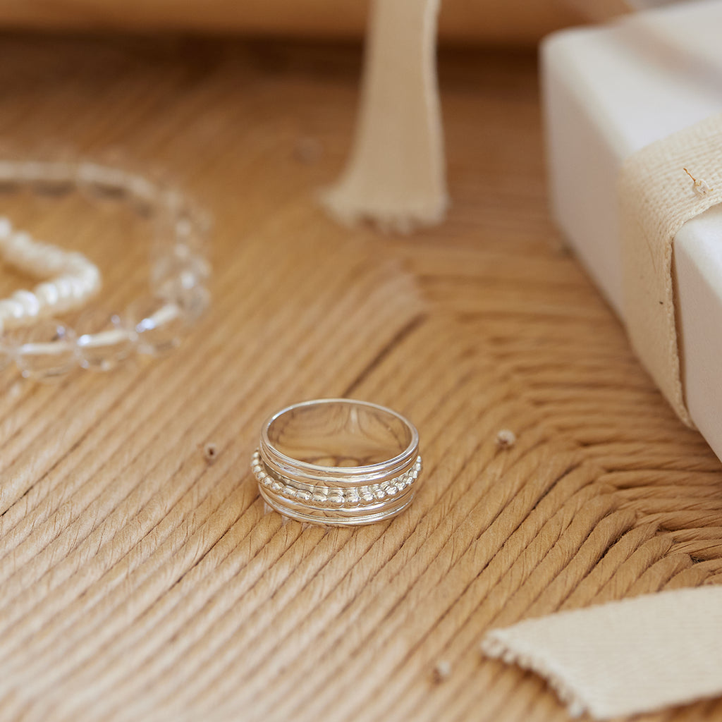 Intentions Meditation Spinner Ring | Silver anxiety rings uk